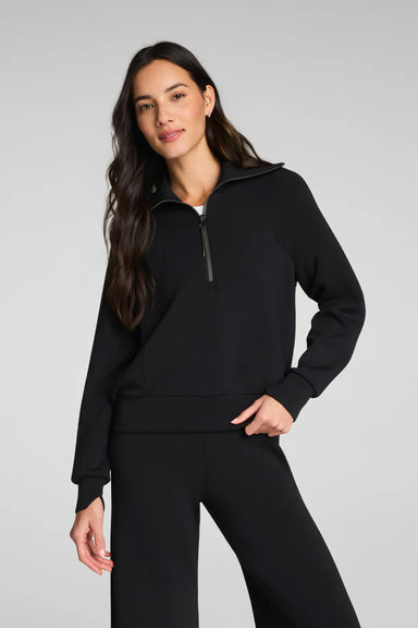 spanx airessentials half zip very black front