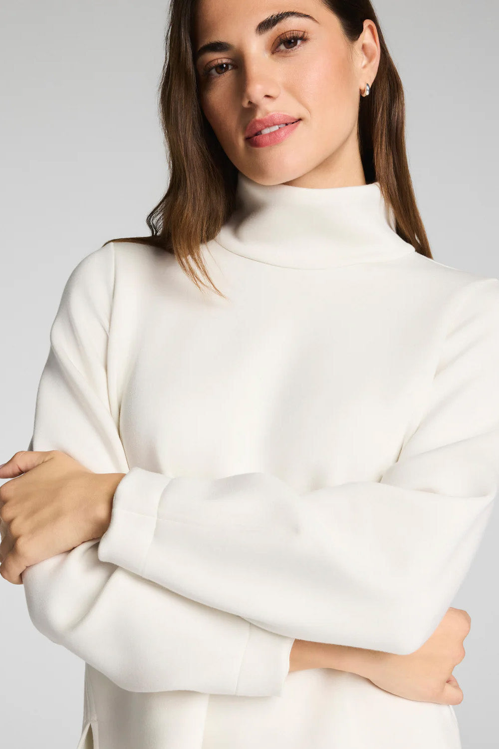 spanx airessentials luxe turtleneck ivory detail