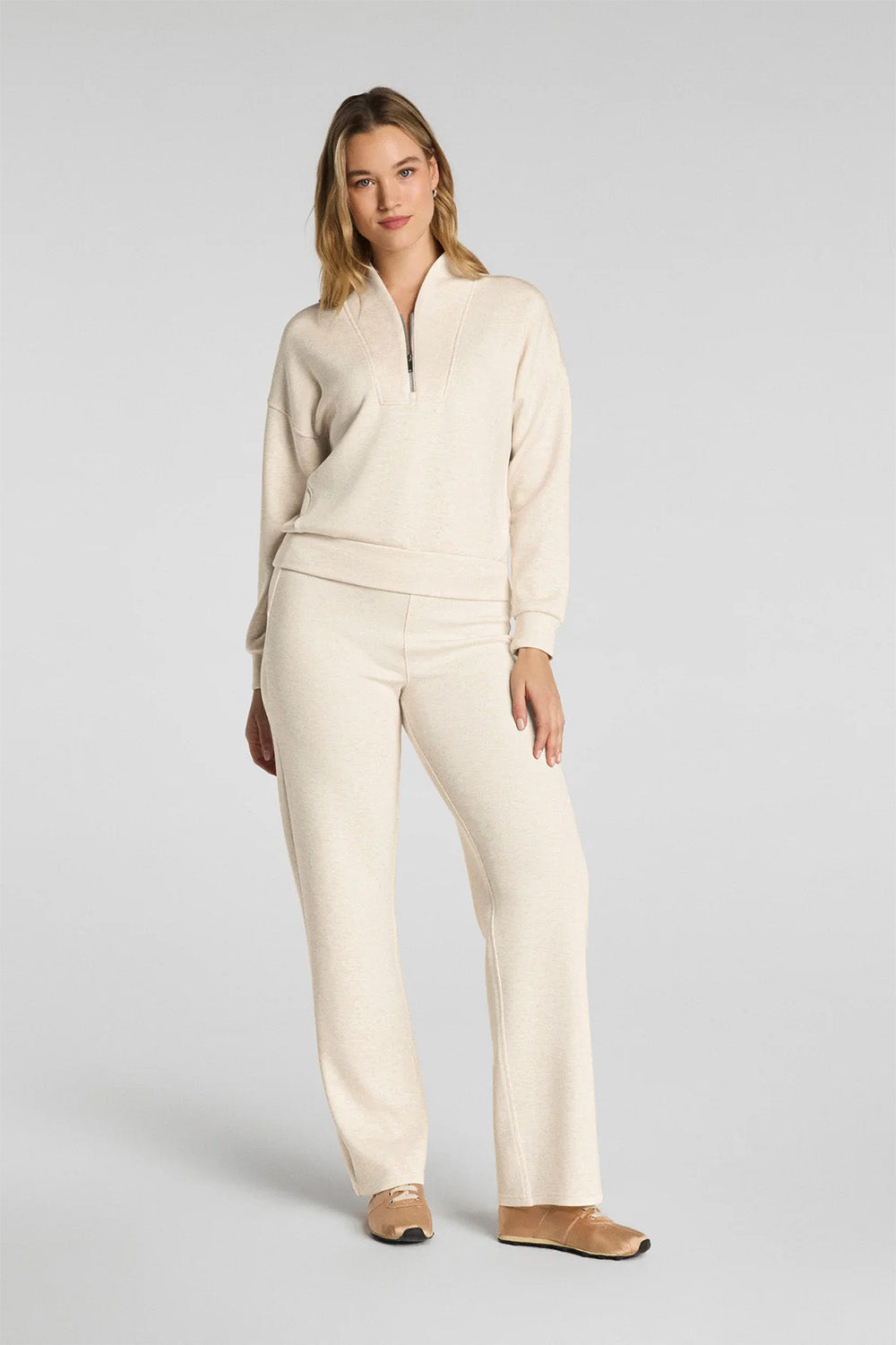 spanx airessentials straight leg pant oatmeal heather
