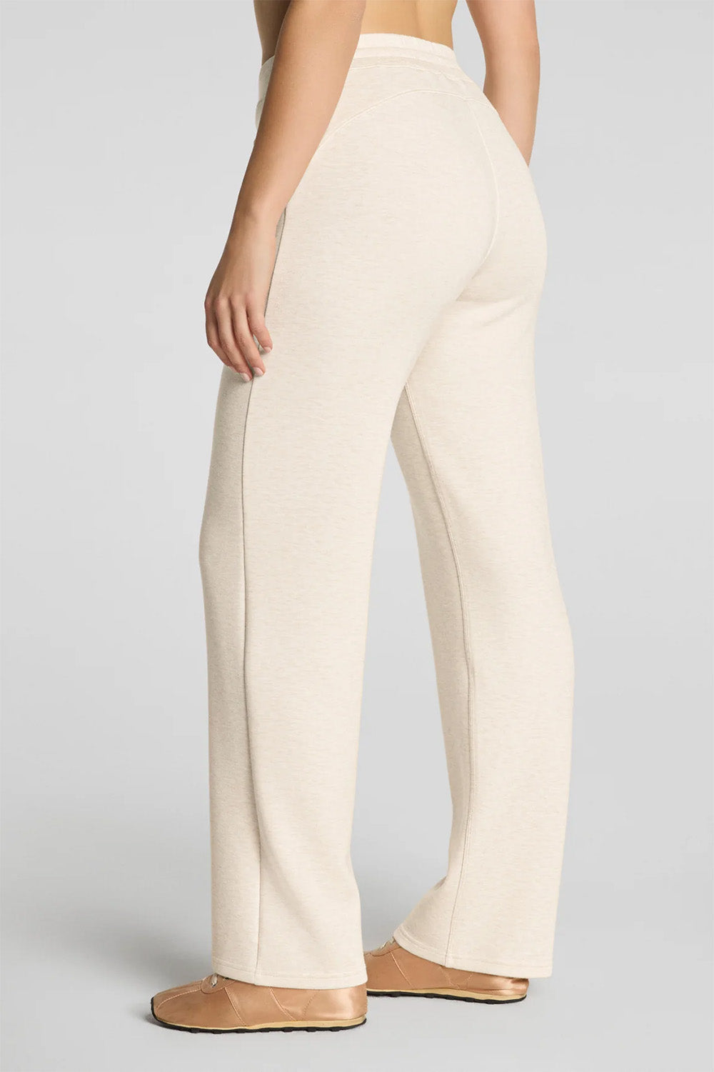 spanx airessentials straight leg pant oatmeal heather back