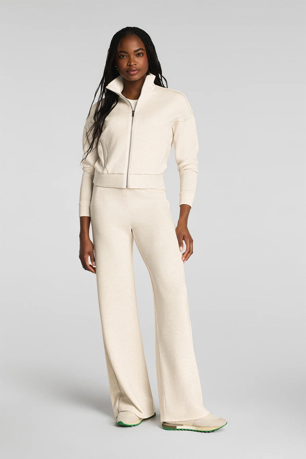 spanx airessentials track jacket oatmeal heather