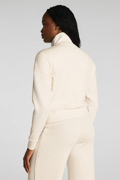 spanx airessentials track jacket oatmeal heather back