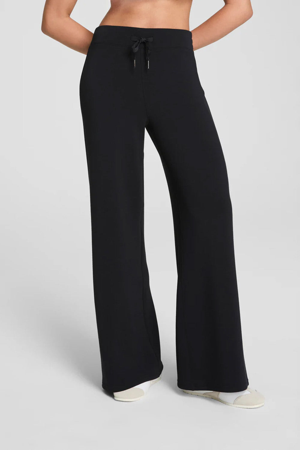 spanx airessentials wide leg pant very black front