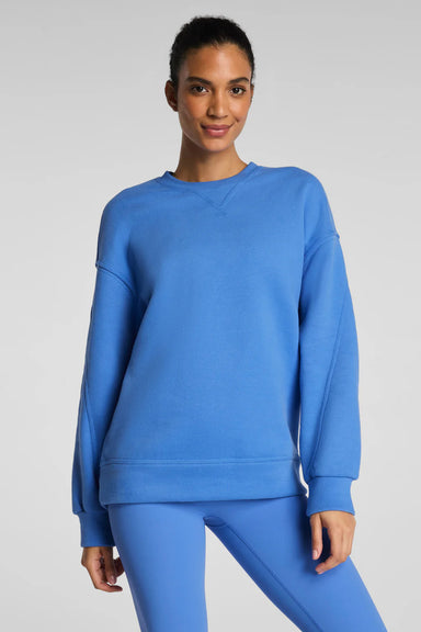 spanx boostup cotton fleece crewneck tunic aster front