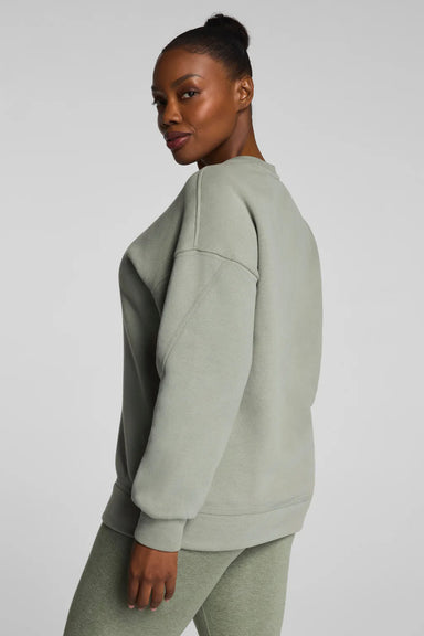 spanx boostup cotton fleece crewneck tunic sage brush back