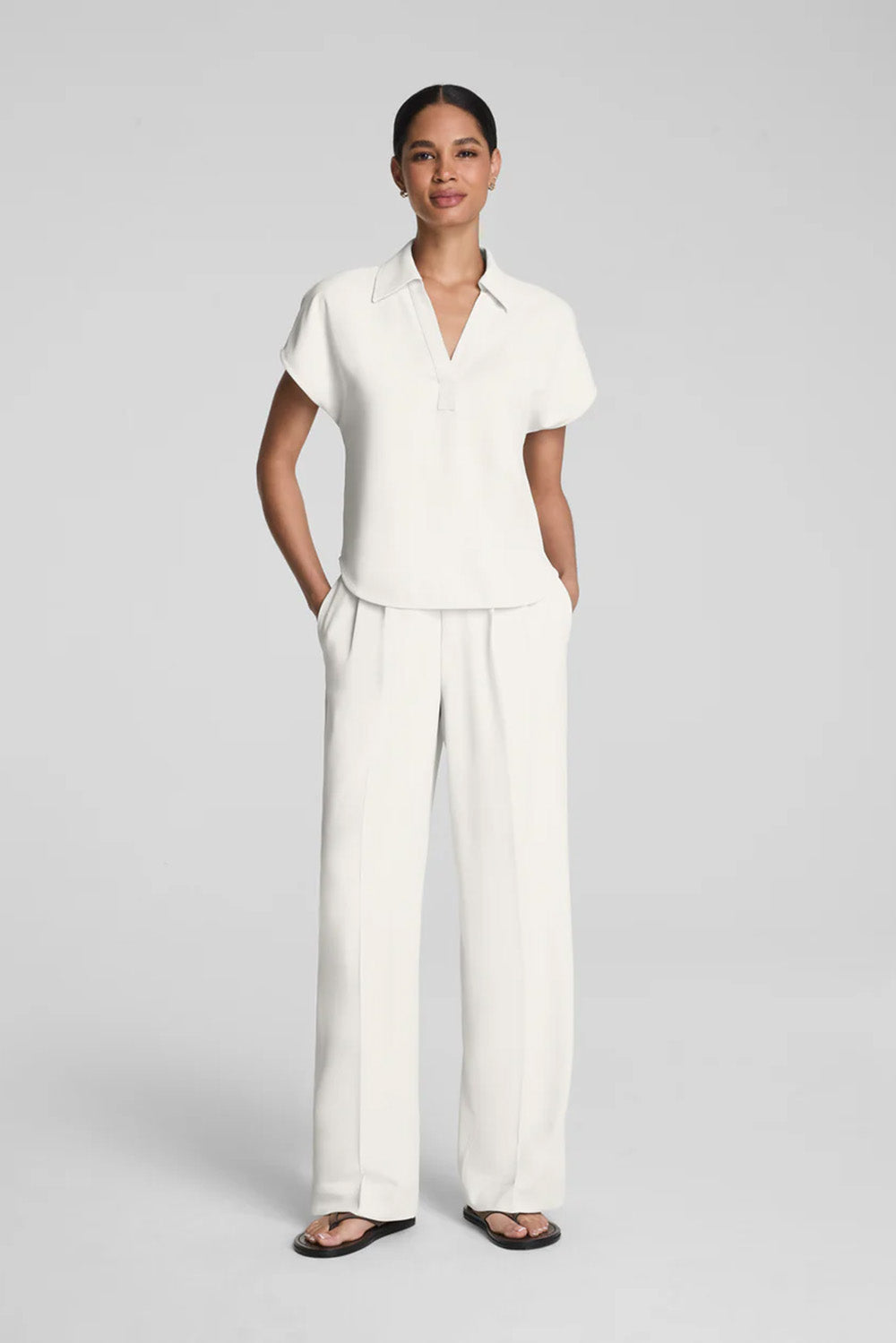 spanx carryon pleated wideleg pant ivory