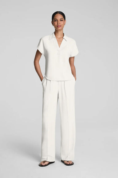 spanx carryon pleated wideleg pant ivory