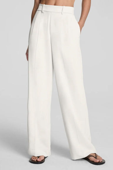 spanx carryon pleated wideleg pant ivory front