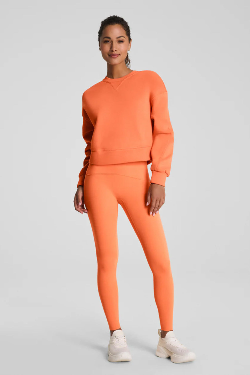 spanx cotton fleece crewneck persimmon
