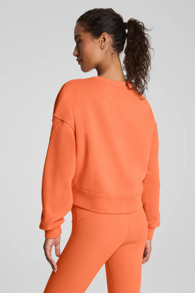 spanx cotton fleece crewneck persimmon back