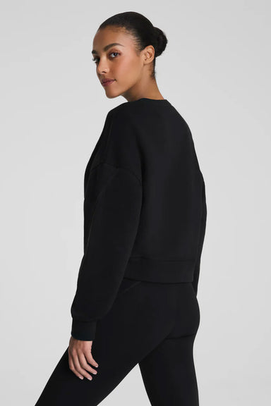 spanx cotton fleece crewneck very black back