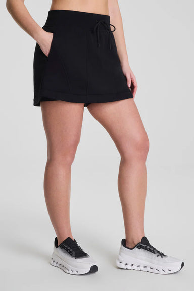 spanx cotton fleece skort very black front