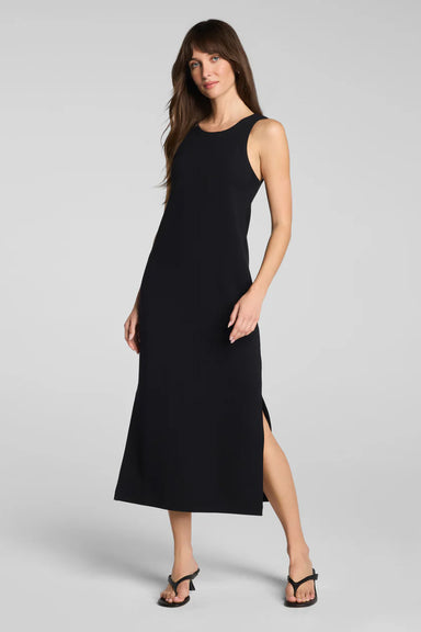 spanx french rib maxi dress very black front