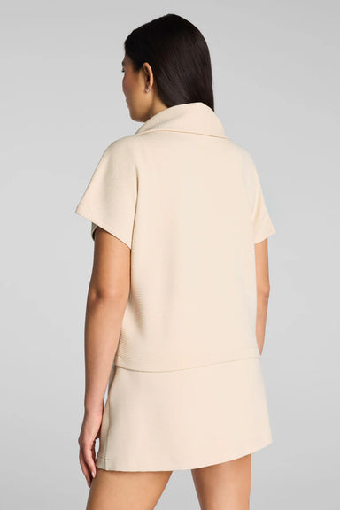 spanx french rib ss half zip toasted coconut back