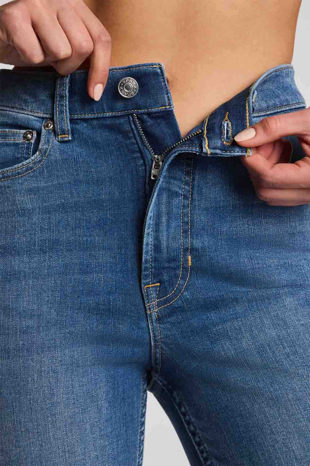 spanx redefine slim straight jeans monterey wash detail