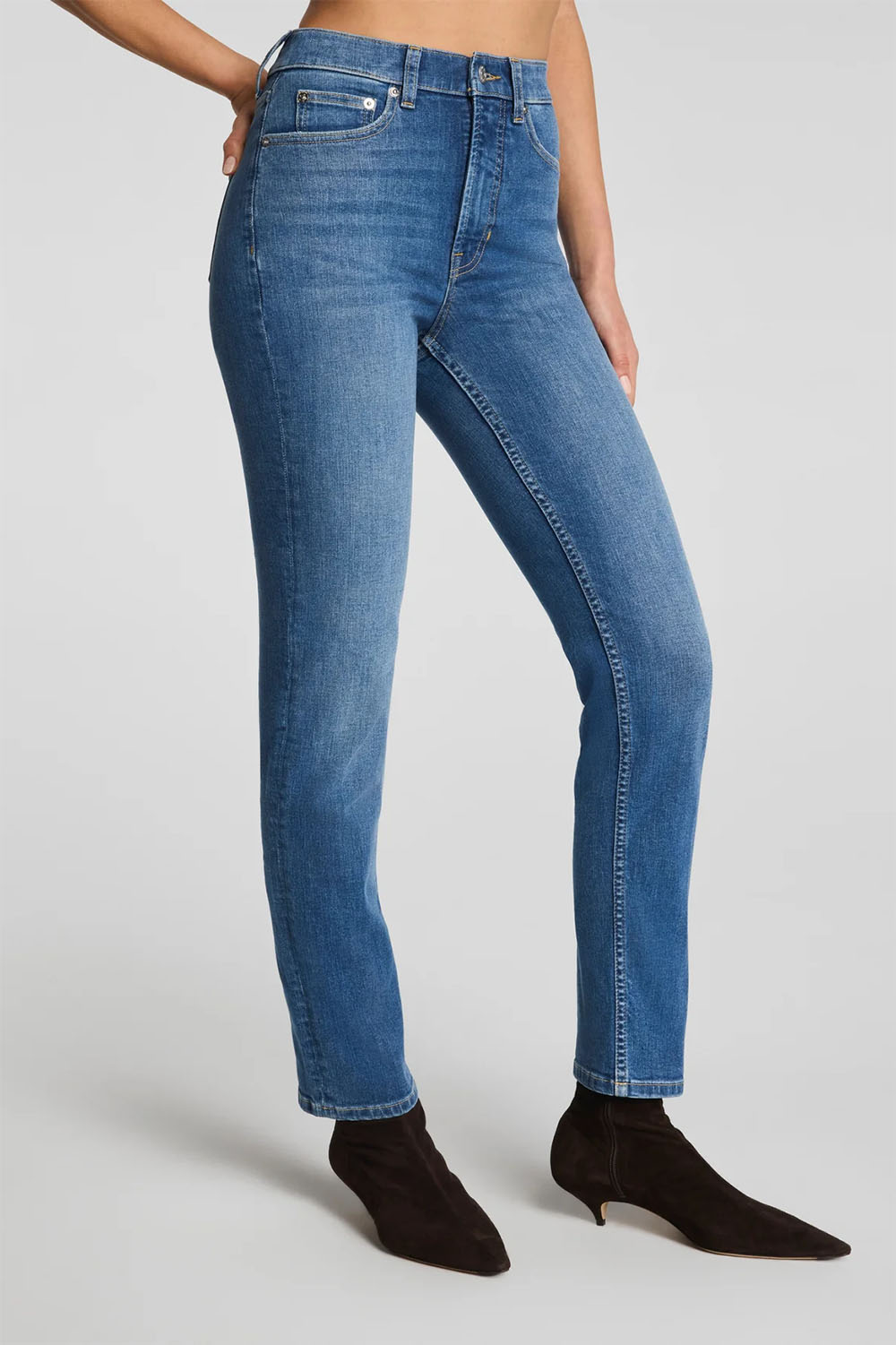 spanx redefine slim straight jeans monterey wash front