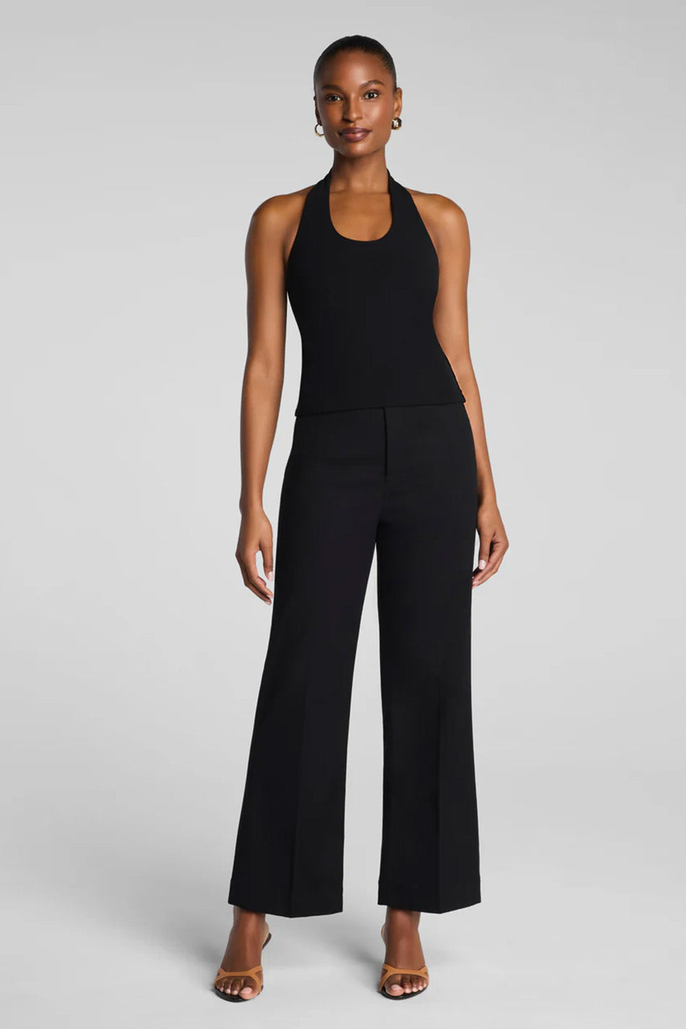 spanx ribbed knit halter top very black 