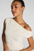 spanx ribbed knit ruched off the shoulder top ivory detail