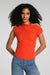 spanx ribbed knit ruched off the shoulder top poppy front