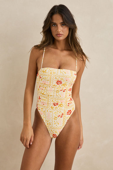 rhythm wildflower scrunched side one piece white