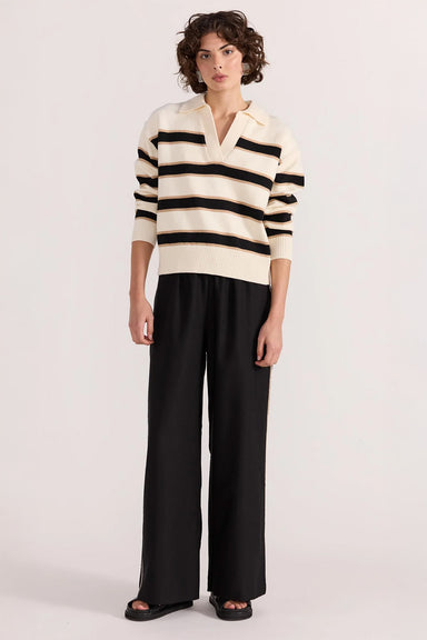 Staple the Label - Hudson Polo Jumper - Cream/Black - Front