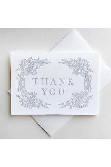 Steel Petal Press - Grey Floral Thanks Card