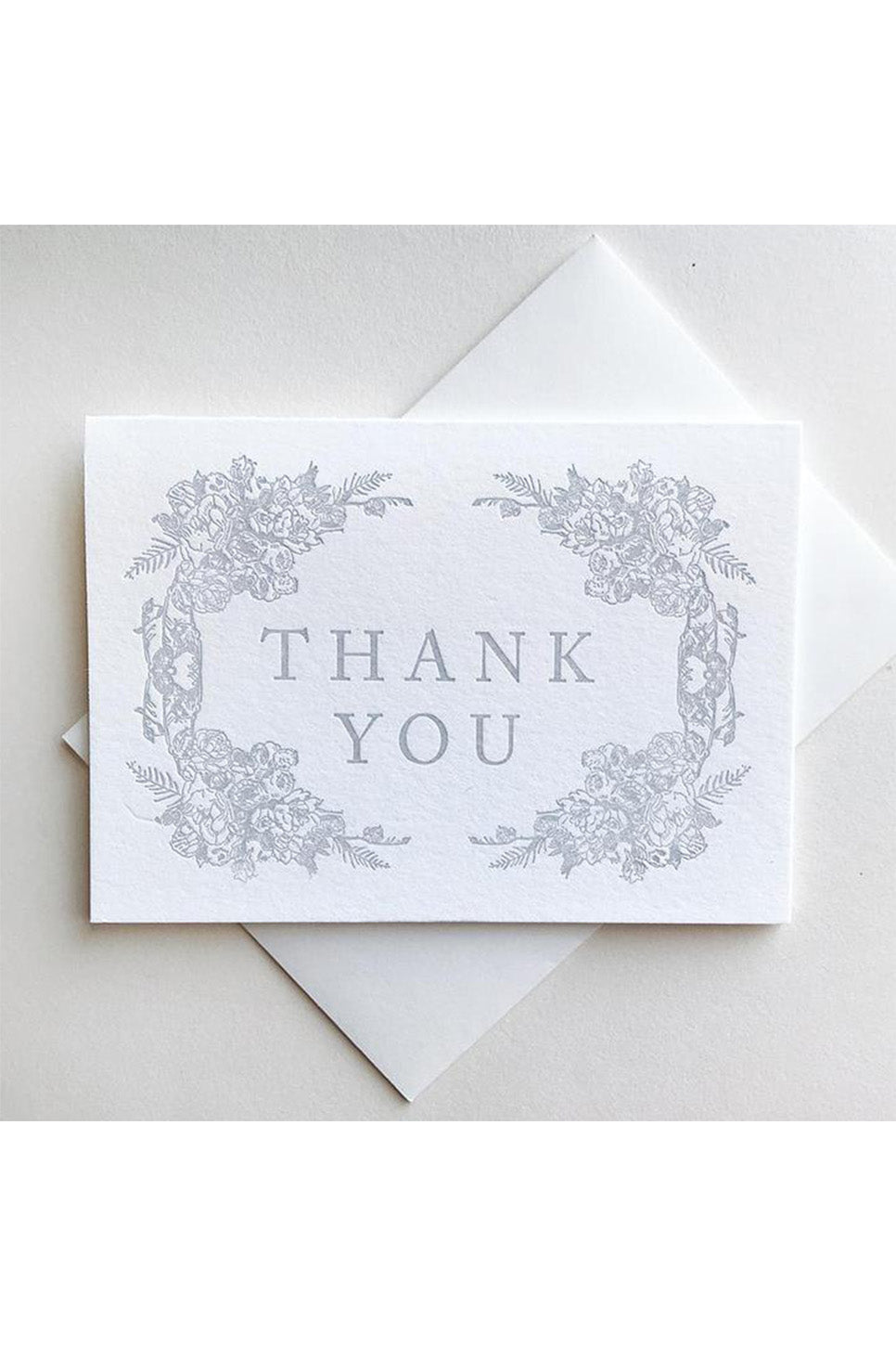 Steel Petal Press - Grey Floral Thanks Card