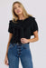 Stitches & Stripes Maloney Tee in Black — Front view, collar tied