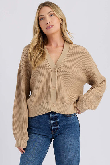 Stitches & Stripes Priya Cardigan in Wheat — Front view