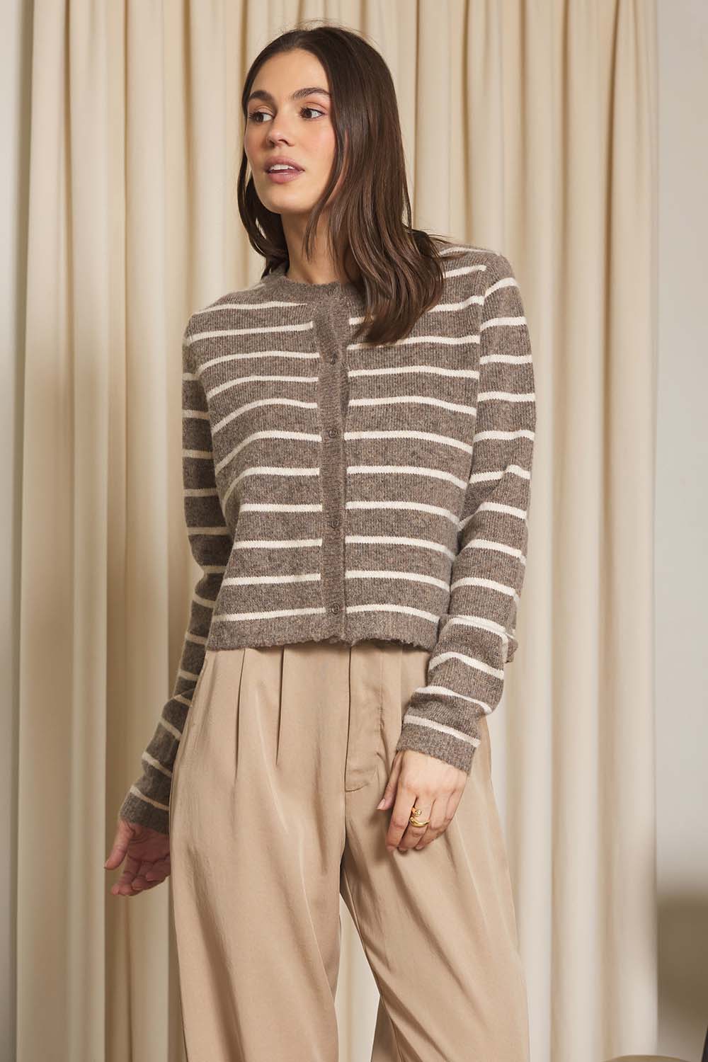 stitches and stripes silverton cardigan walnut combo