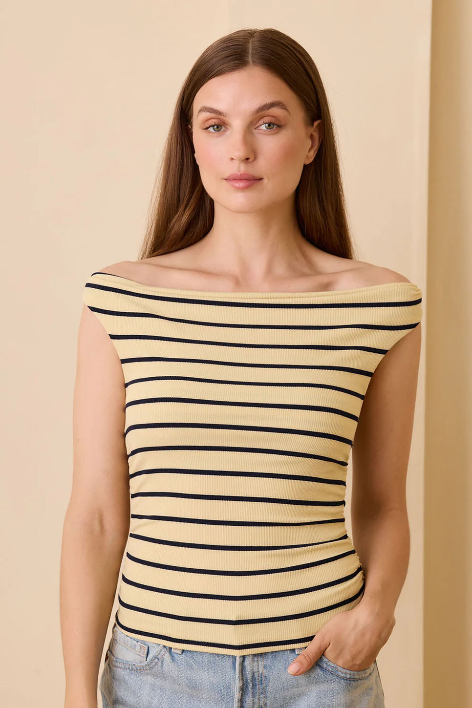 sunday-ritual-angelica-tank-yellow-navy-stripe-front
