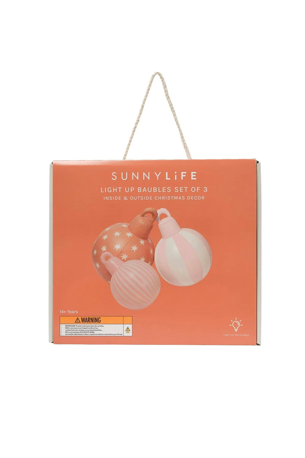 Sunnylife - Light Up Xmas Baubles - Clay Pink - Package