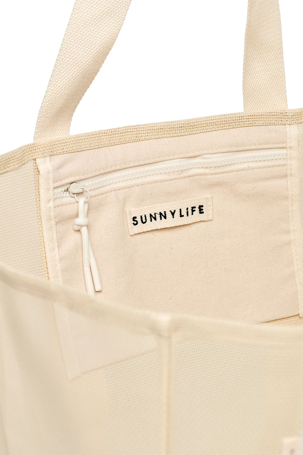 sunnylife mesh beach bag oyster cream detail