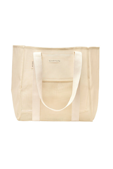 sunnylife mesh beach bag oyster cream front