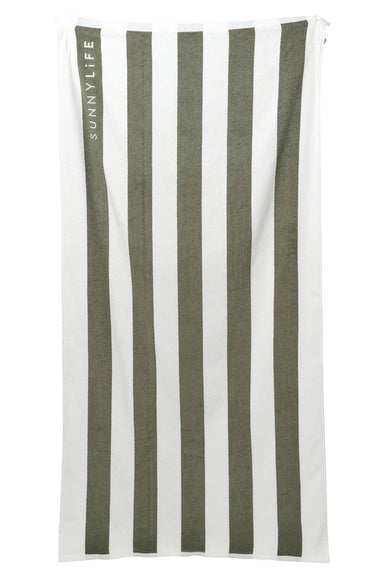 Sunnylife - The Luxe Towel - The Vacay Olive Stripe