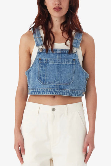 Obey - Cropped Overall Denim Top - Light Indigo - Front