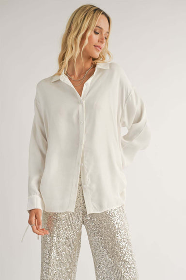 Sadie & Sage - Heritage Side Ruche Shirt - White - Front