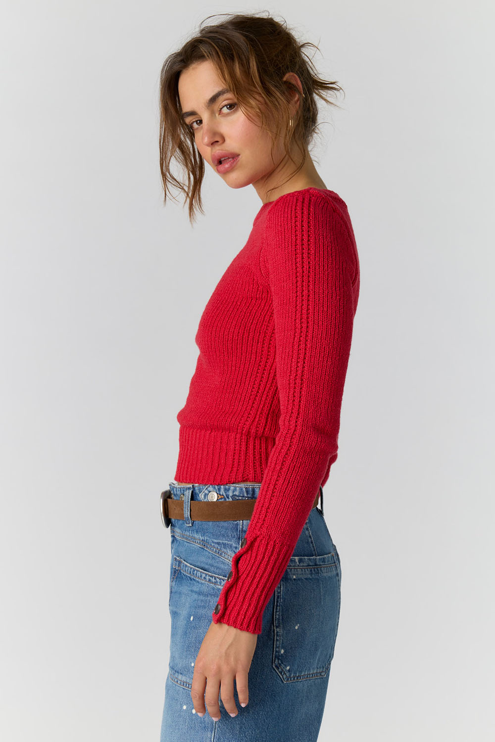 Free People - Mila Pullover - Salsa - Side