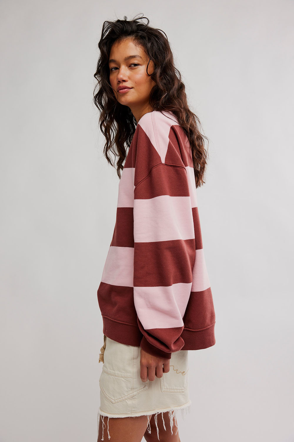 Free People - Classic Stripe Crew Wide - Cherry Combo - Side
