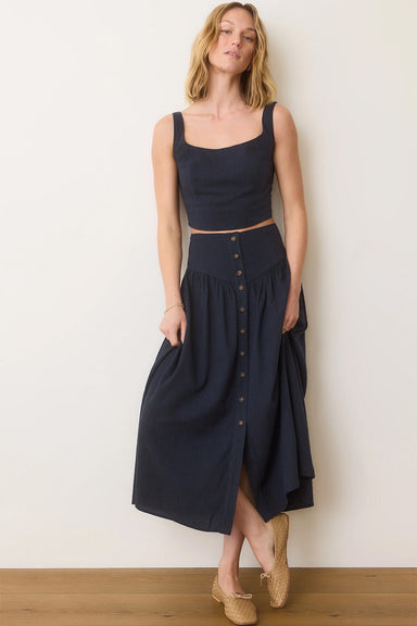 Marine Layer - Jade Button Through Skirt - India Ink 