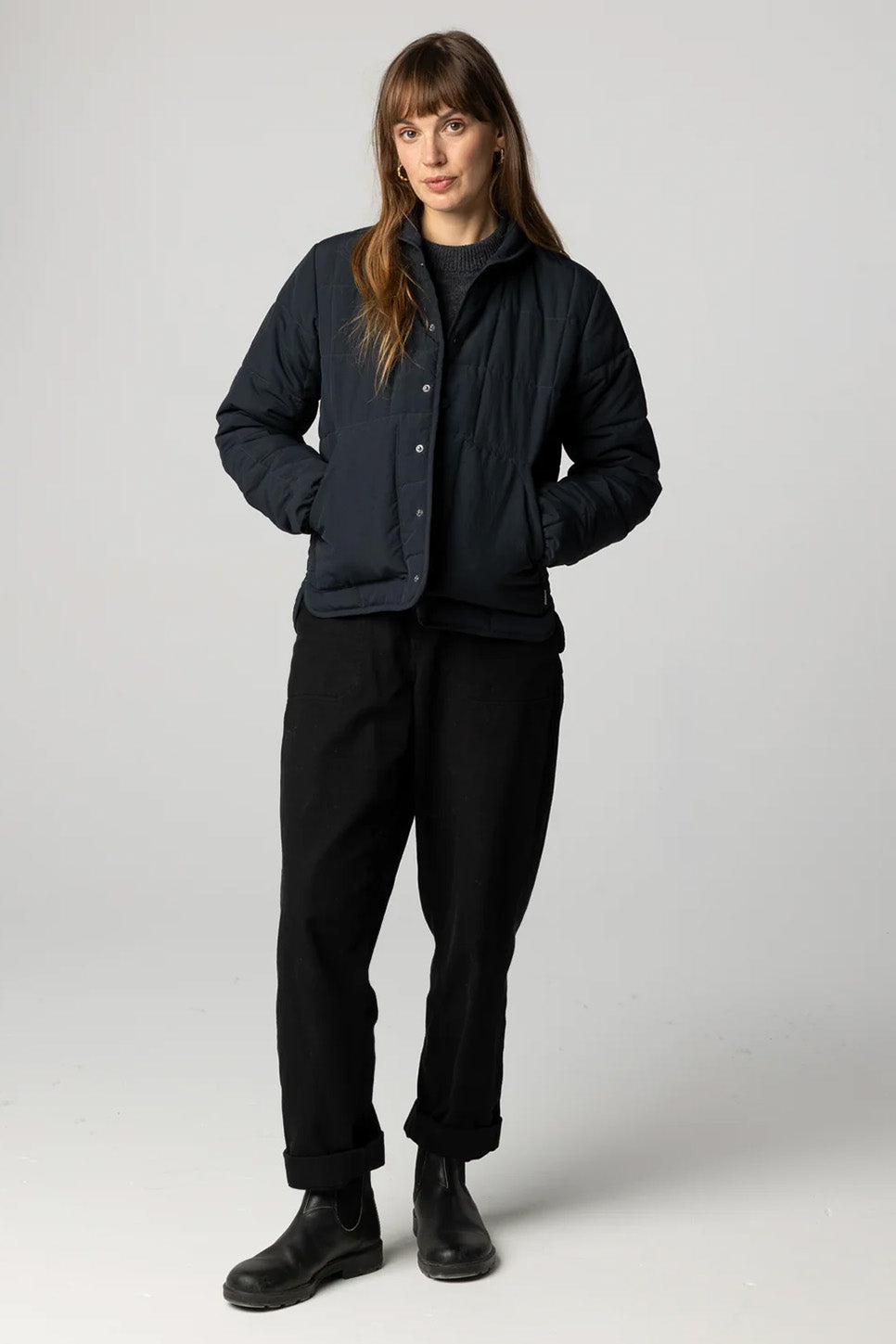 Finisterre Lapwing Insulated Jacket in Black — Full-body view