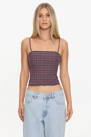 thrills almighty check top vintage mauve front