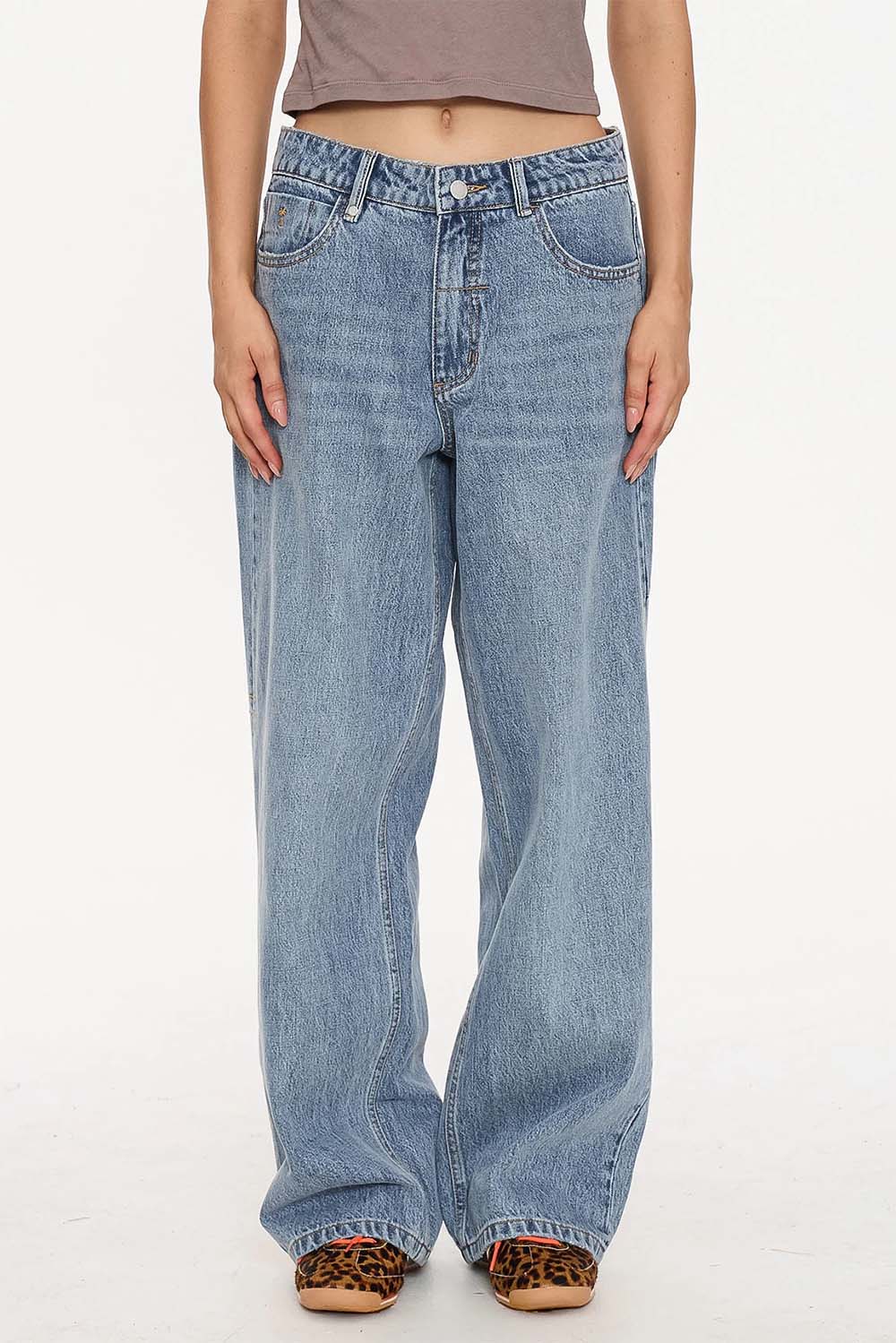 thrills billie low baggie jean rustic fade front