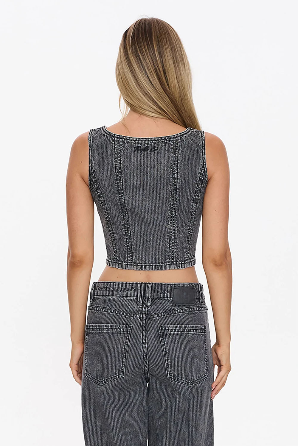 thrills good intentions denim top smoked rib back