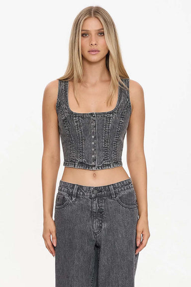 thrills good intentions denim top smoked rib front