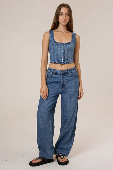 thrills good intentions denim top stoned blues front