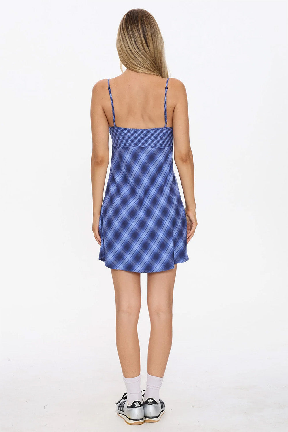 Thrills - High Speed Check Mini Dress - Guardian Navy - Back