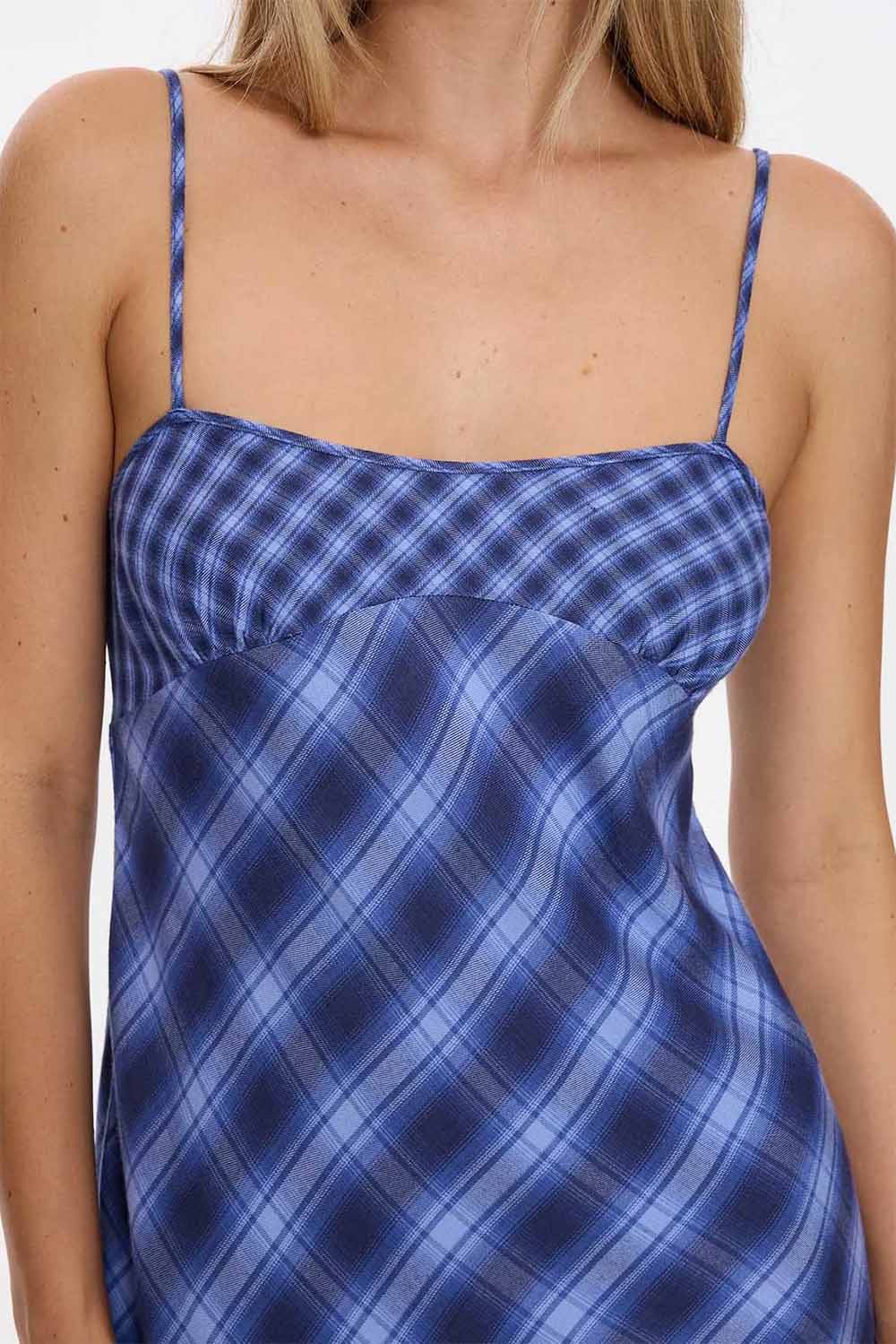 Thrills - High Speed Check Mini Dress - Guardian Navy - Detail