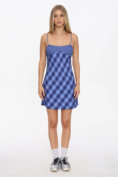Thrills - High Speed Check Mini Dress - Guardian Navy - Front