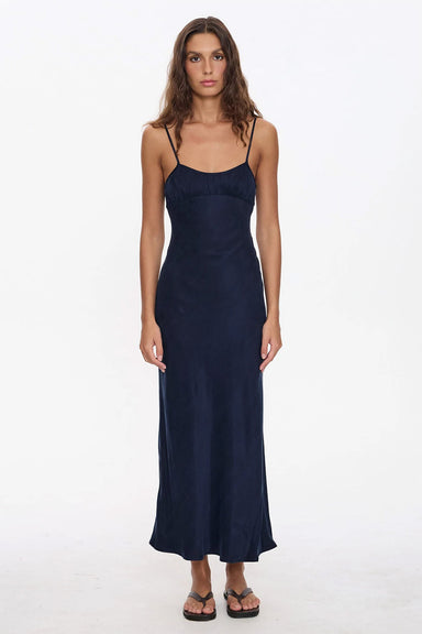 Thrills - Kenni Bias Maxi Dress - Guardian Navy - Front